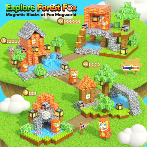 100PCS Set, 3-5 5-7 8-12, Magnetic Blocks - Build Mine Magnet World Forest Fox Adventure Magnetic Craft Toys Kids Games