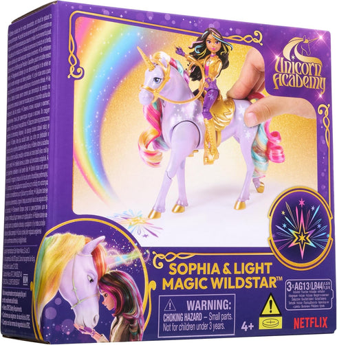 Unicorn Academy Sophia & Light Magic Wildstar with Rainbow Light-up Effects, Dolls & Riding Accessories for Girls Ages