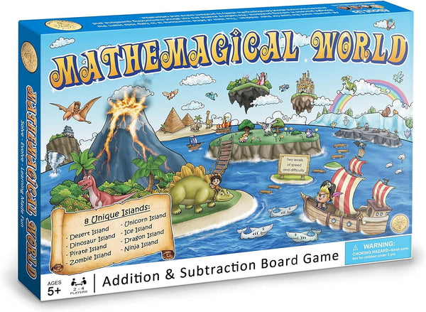 Mathemagical World - Addition & Subtraction Math Board Game for Kids, 2-4