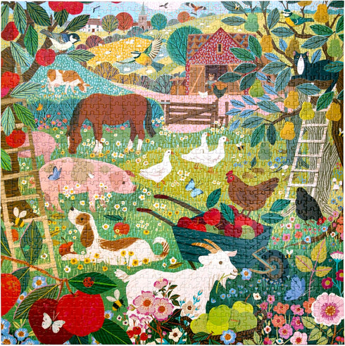 1000 23" 23" eeBoo Piece Puzzle - English Pastures Jigsaw Puzzle for Adults, Square x Made with Recycled Board