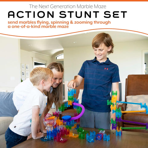 Set Recommended 6+ MindWare Q-BA-Maze Action Stunt The Next Generation Marble Maze Kids Toys - STEM Marble Run