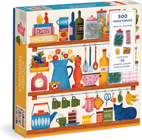 Kitchen Essentials 500 Piece Puzzle with Shaped Pieces, 20” x 20” Jigsaw Puzzle with Beautiful Artwork