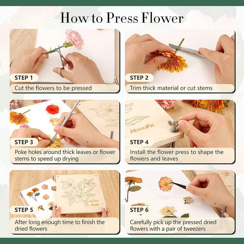 11"x11" 10 Aboofx Flower Press Kit, Craft Kits Layers Wooden Flower Pressing Kit for Crafts Pressed Flowers & Plant
