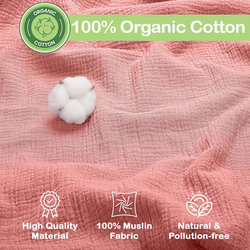 100% 47 47 Inch Cozy Organic Cotton Muslin Baby Blanket - x Breathable Muslin Baby Girl Blanket, Hypoallergenic