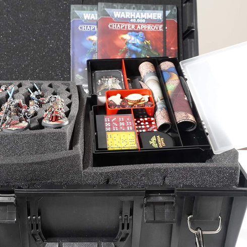 BCW Prime X4 Gaming Box: Playing Card Storage Box for Decks and Game Accessories, Includes Removable Dividers and Dice