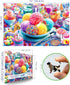 500 (23"x15") Piece Jigsaw Puzzle for Adults Colorful Ice Cream Candy Sweet Dessert with Letters on Back Cool Unique