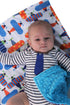 Unisex Baby Reversible Stroller Blanket (Airplane/Turquoise) Minky Dot (Choose Color)