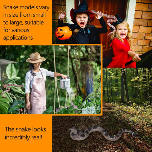 Realistic Fake Rubber Snakes and Lizard Set, Lifelike Reptile Models for Pranks, Garden Decor, Educational Play, 3