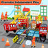 52pcs Magnetic Tiles Road Set - Fire Truck and Magnetic Crane, Creative Construction Toys for Ages 3-12