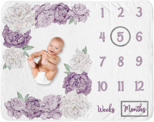 Sweet Jojo Designs Lavender Purple Boho Shabby Chic Floral Girl Baby Milestone