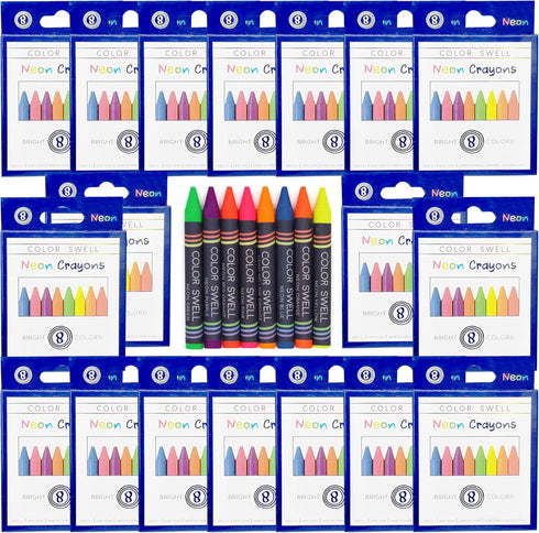 Color Swell Neon Bulk Crayons Packs - 18 Boxes of Fun Neon