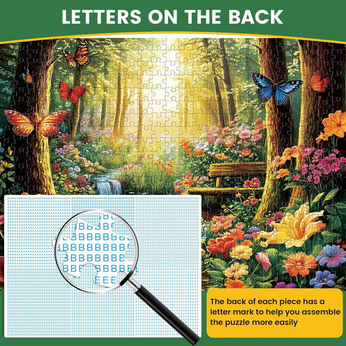 Amusding 500 500 20.5 15 Inch Piece Jigsaw Puzzle for Adults, Forest Butterfly Jigsaw Puzzle Piece Forest Jigsaw