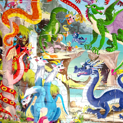 100 eeBoo Piece Puzzle for Kids - Love of Dragons Children's Puzzle Dragon Themed, Large Pieces for Small Hands