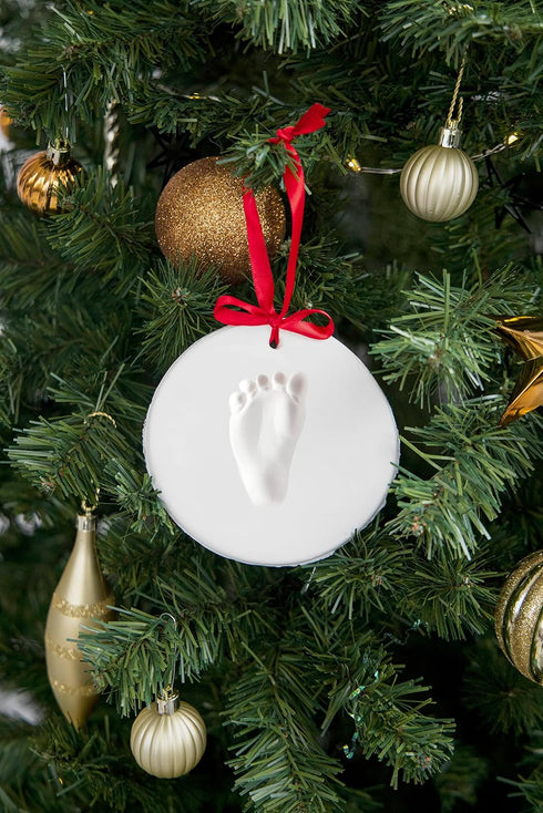 Pearhead Babyprints Baby's First Handprint or Footprint Ornament Kit, Easy No-Bake DIY Clay Impression Kit, Pack of 2