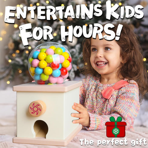 QimuMku 9.6" Counting 3 4 5 4-8, Wooden Gumball Machine Montessori Toys for Years Old Boys Girls, Toddler Preschool