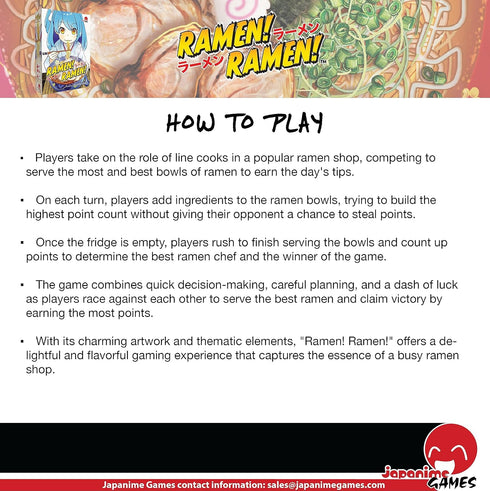 Japanime Games Ramen! Ramen! Board Game