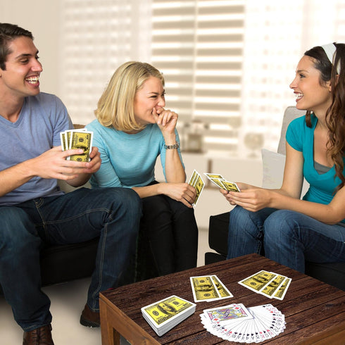 Gamie 100 Dollar Bill Playing Cards – Pack of 12 Decks – Game Cards for Poker, Kids, Adults