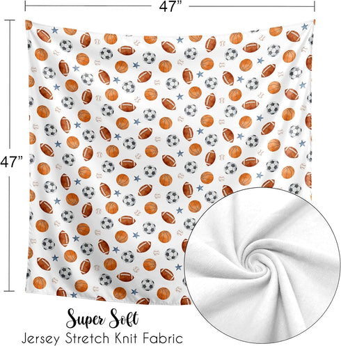 Sweet Jojo Designs Sports Theme Boy Baby Swaddle Blanket Infant Newborn Lightweight Jersey Stretchy Receiving Security