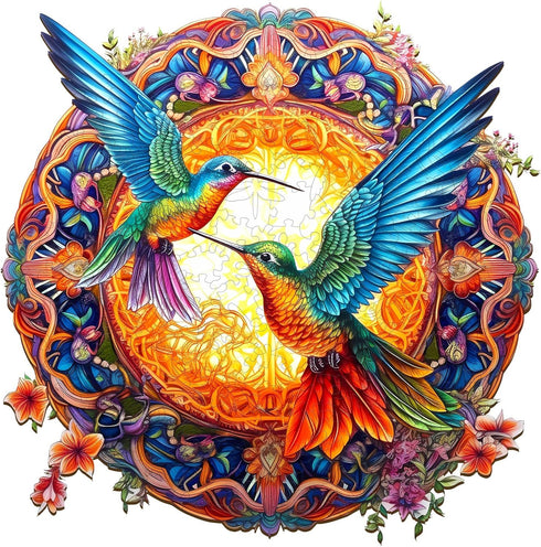 Wooden Puzzles for Adults - Hummingbird Wooden Jigsaw Puzzles, Unique Animal Shape, Christmas Gifts