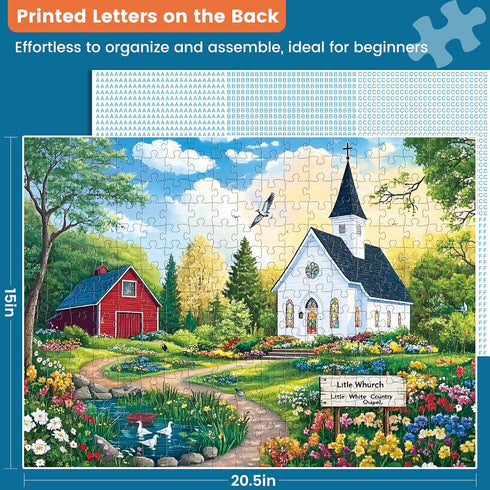 Nitktaia 300 8-10 10-12,Challenging Nights,20.5 15 Piece Puzzles for Adults,Holy Little White Chapel Puzzle for Adults