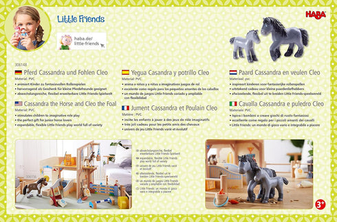 Momma Playset HABA Little Friends and Baby - Cassandra Horse and Cleo Foal Chunky Plastic Farm Animal Toy Figures