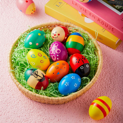 JOYIN 12 Packs Wooden Egg Shakers, 2.3" Maracas Percussion Musical for Party Favors, Classroom Prize Supplies