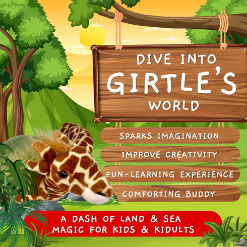 Randimals Plush Toy Mix - Giraffe & Turtle Hybrid Stuffed Animals for Boys & Girls - Soft & Huggable Unique Plushies