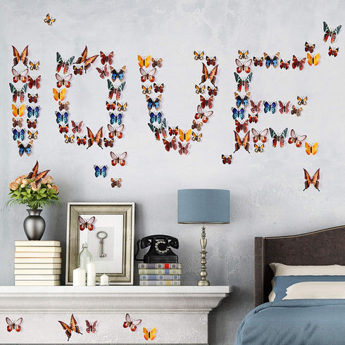 24pcs 3D Vivid Special Man-Made Butterfly Art Wall Stickers, Nursery, Bathroom, Office Décor