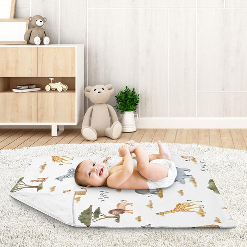 Sweet Jojo Designs Jungle Animals Blanket Receiving Security Swaddle Newborn Toddler Nursery Soft Minky Hunter Green