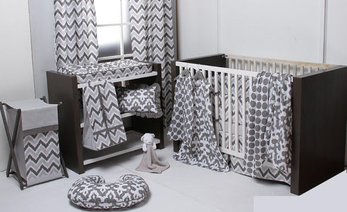 Grey Ikat Zigzag Muslin Quilted Changing Pad Cover by Bacati