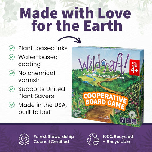 Wildcraft! an Herbal Adventure Game/Family Game: Learn 25 Herbs, Coop Board Games for Family Night, Educational Games