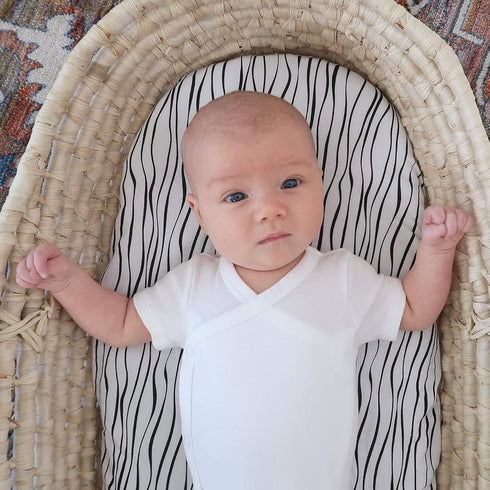 Bassinet Sheet Set 2 Pack - 100% Jersey Cotton Black and White Abstract Stripes and Dots by Ely's & Co
