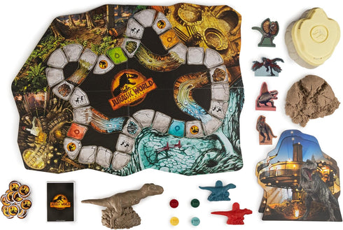 Jurassic World Dominion Stomp N’ Smash Board Game, Sensory Dinosaur Toy with Kinetic Sand, Family Game for Kids 5 & Up