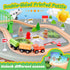 Set 61-Piece 3-8, Playset Wooden Train for Toddlers Kids Ages Double-Sided Expandable Train Track with Puzzles