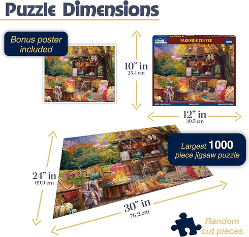 1000 24"x30" White Mountain Piece Jigsaw Puzzle Scenic Fall Coffee Puzzles with Large Pieces, Gifts for Adults