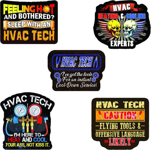HVAC Stickers – Perfect for Any HVAC tech. Our Hard hat Stickers Include Images of HVAC Tools and Make Perfect HVAC Accessories. - Our Construction Stickers are Waterproof Vinyl Stickers. Pack of 14