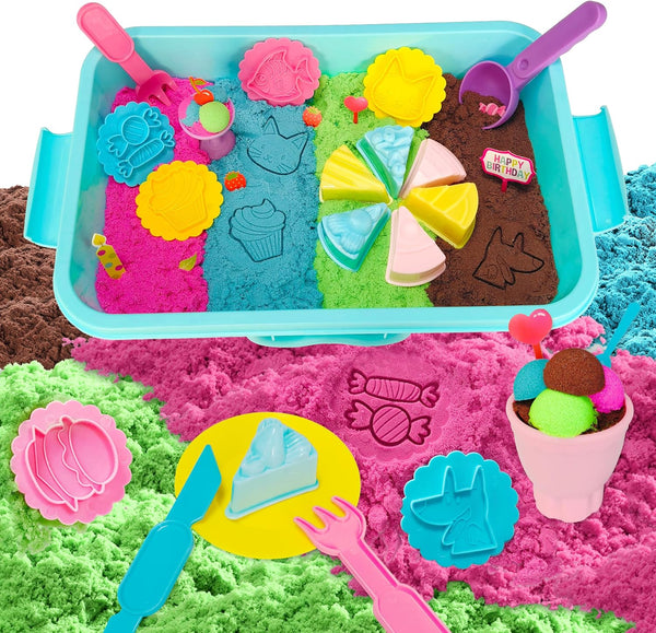 Carolart Sensory Bin,Ice Cream and Cakes Sensory Kit,Kids Play Sand Kit,Sandbox with