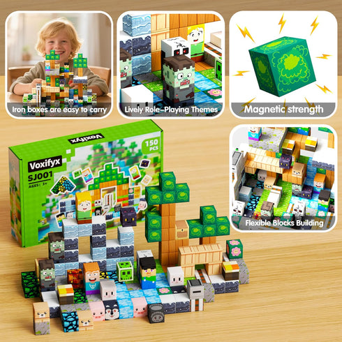 Voxifyx 150PCS Set Magnetic Building Blocks Toys, Kids Classroom Magnet Blocks Toy for Toddlers STEM Learning