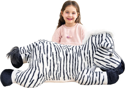 IKASA Large 30" Zebra Stuffed Animal Plush Toy - Cute Jumbo Soft Toys, Huge Fluffy Fat Oversized Plushie