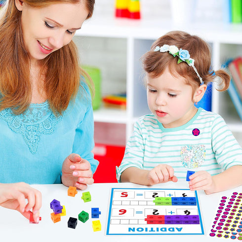 SpriteGru Math Linking Cubes, Manipulatives with Activity Cards for Kids Kindergarten Learning Activities