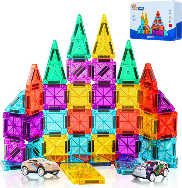 RiteHold Magnetic Tiles for Kids Mini Magnet Tiles Building 43PCS Toddlers Magnetiles Travel