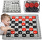 Giant Checkers Board Game Set - 3 in 1 Jumbo Tic Tac Toe Game for Kids & Adults, Indoor Outdoor Fun