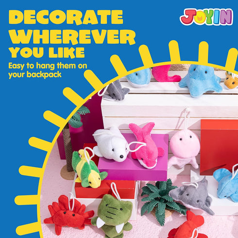 24 (24 3" JOYIN Pcs Mini Sea Animal Plush Toys Units Each), Stuffed Sea Animal Bulk for Kids Birthday Party Favors