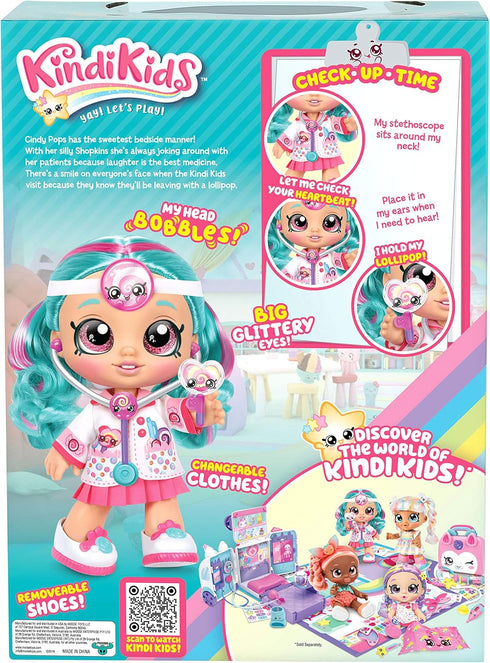 Kindi Kids Fun Time 10 Inch Doll - Dr Cindy Pops with Stethoscope, Shopkins Inspired Lollipop, Changeable Clothes,