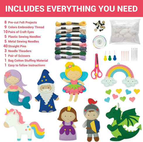 Set 7-12, 165 Set Craftorama Sewing Kit for Kids, Fun and Educational Fairytale Craft for Boys and Girls Age Sew Your