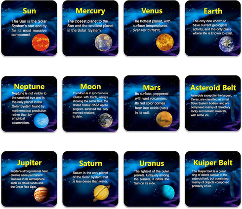 Giant Magnetic Solar System with 12 Individual Briefing Magnets - Perfect for Toddlers and Kids