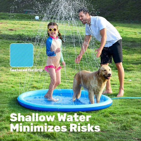 60" (60in, SLOOSH Non-Slip Splash Pad Sprinkler - Outdoor Water Toys Play Mat for Toddlers Kids Dogs, Outside Thickened