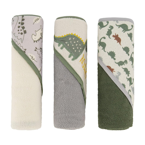 Cudlie Buttons & Stitches Baby Boy 3 Pack Rolled/Carded Hooded Towels in