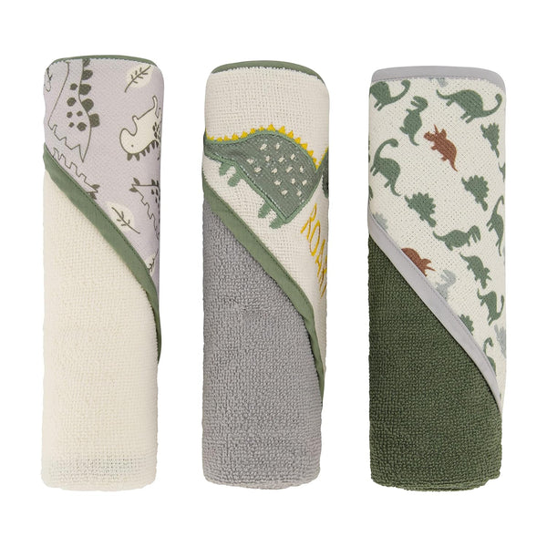 Cudlie Buttons & Stitches Baby Boy 3 Pack Rolled/Carded Hooded Towels in