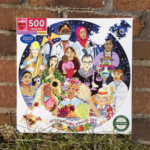 eeBoo: Piece and Love International Women's Day - 500 Piece Round Jigsaw Puzzle for Adults and Families